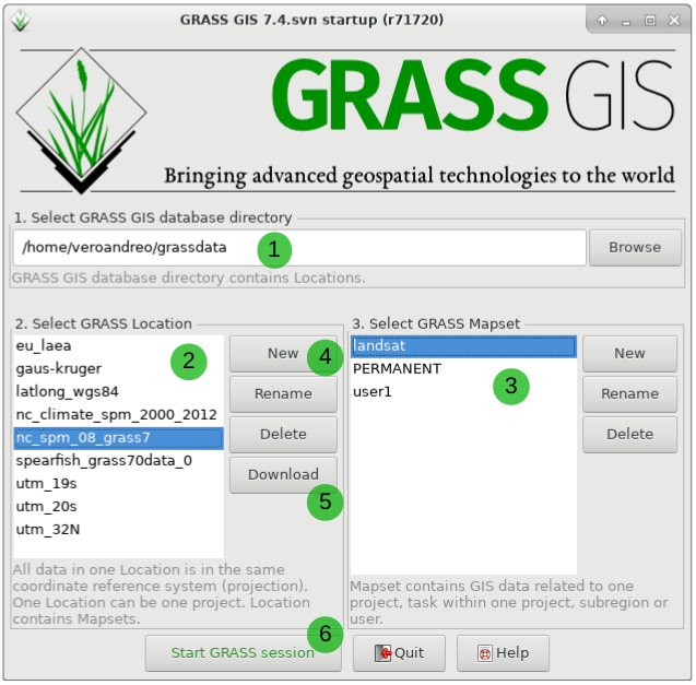 [GRASS GIS start screen]